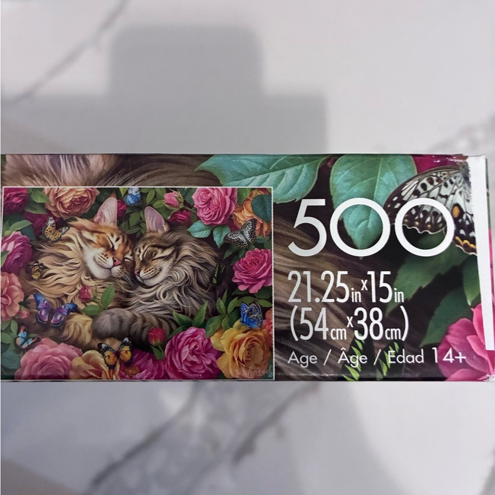 Colorful Cat & Flowers Puzzle - Cats in love-  by Buffalo Games 500 pieces - Picture 4 of 6